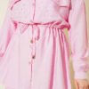Fake Pocket Clasp Mini Stone Detailed Two-Piece Set Pink - Imagen 4