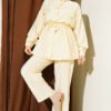 Fake Pocket Clasp Mini Stone Detailed Two-Piece Set Yellow