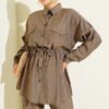 Fake Pocket Clasp Mini Stone Detailed Two-Piece Set Mink - Imagen 2