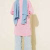 Oversized Patch Tunic Pink wholesale tunic view 3 - Hicabistan Turkey factory
