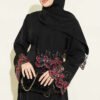 Floral Embellished Abaya Dress Black - Imagen 2