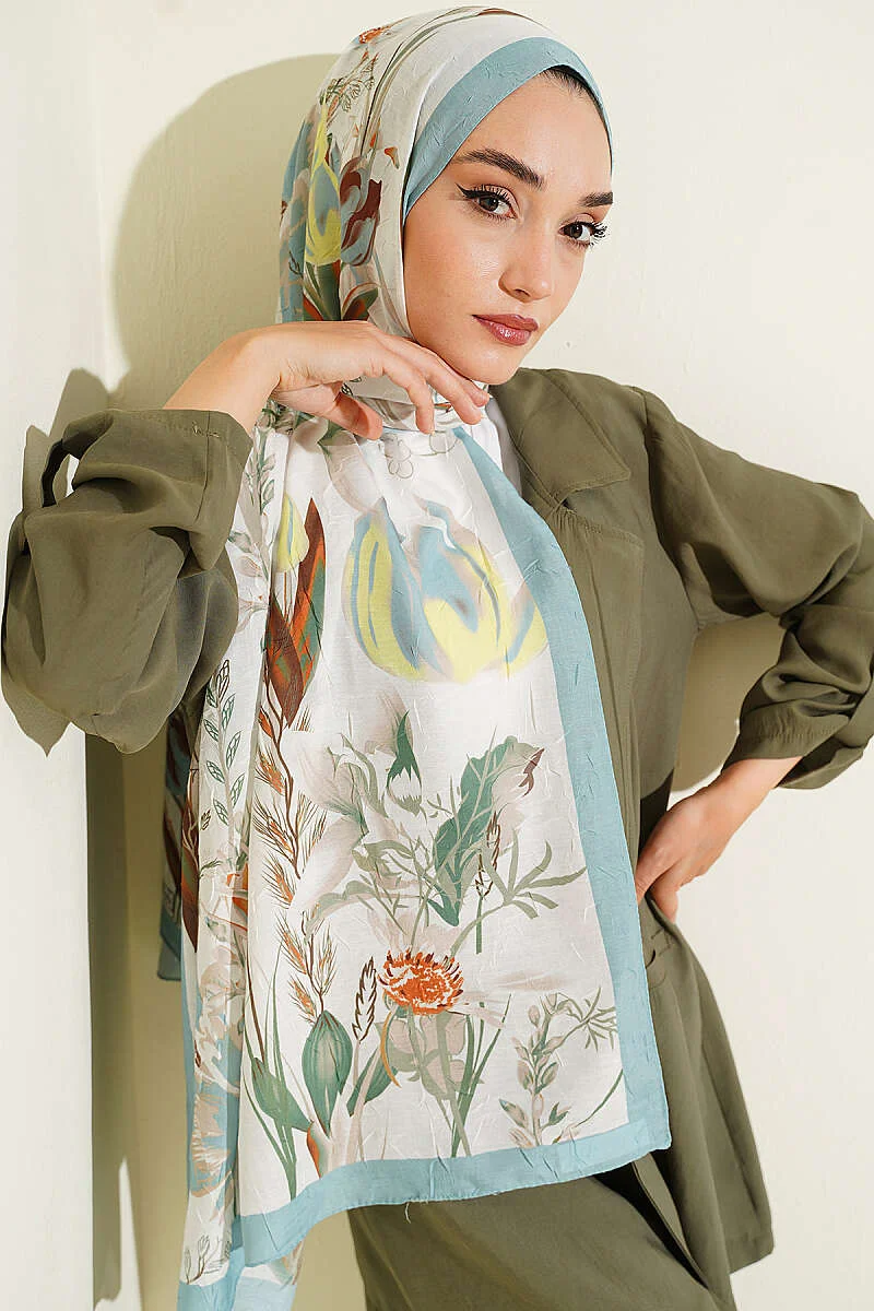 Ivy Pattern Bamboo Crinkle Shawl Mint