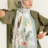 Ivy Pattern Bamboo Crinkle Shawl Mint - Image 2