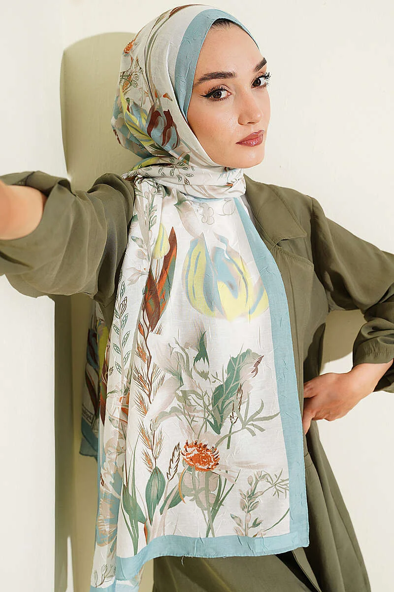 Ivy Pattern Bamboo Crinkle Shawl Mint - Image 2