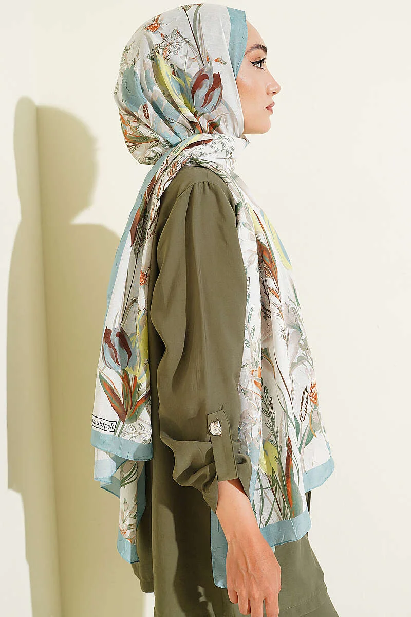 Ivy Pattern Bamboo Crinkle Shawl Mint - Image 3