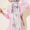 Ivy Pattern Bamboo Crinkle Shawl Powder Pink - Image 2