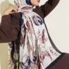 Ivy Pattern Bamboo Crinkle Shawl Black – Image 2