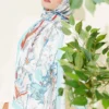 Ivy Pattern Bamboo Crinkle Shawl Turquoise