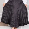 Satin Pleated Skirt with Stone Embellishments Black - Image 2