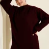 Chunky Knit Soft Sweater Tunic Burgundy