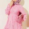 Striped Ruffled Belted Dress Pink - Image 2