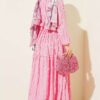 Striped Ruffled Belted Dress Pink - Image 3