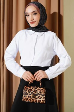 Slim Fit Basic Short Shirt White