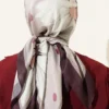 Soft Floral Printed Cotton Scarf Beige - immagine 3