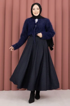 Soft Checkered Skirt Indigo