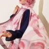 Abstract Leaf Pattern Bamboo Crinkle Shawl Burgundy