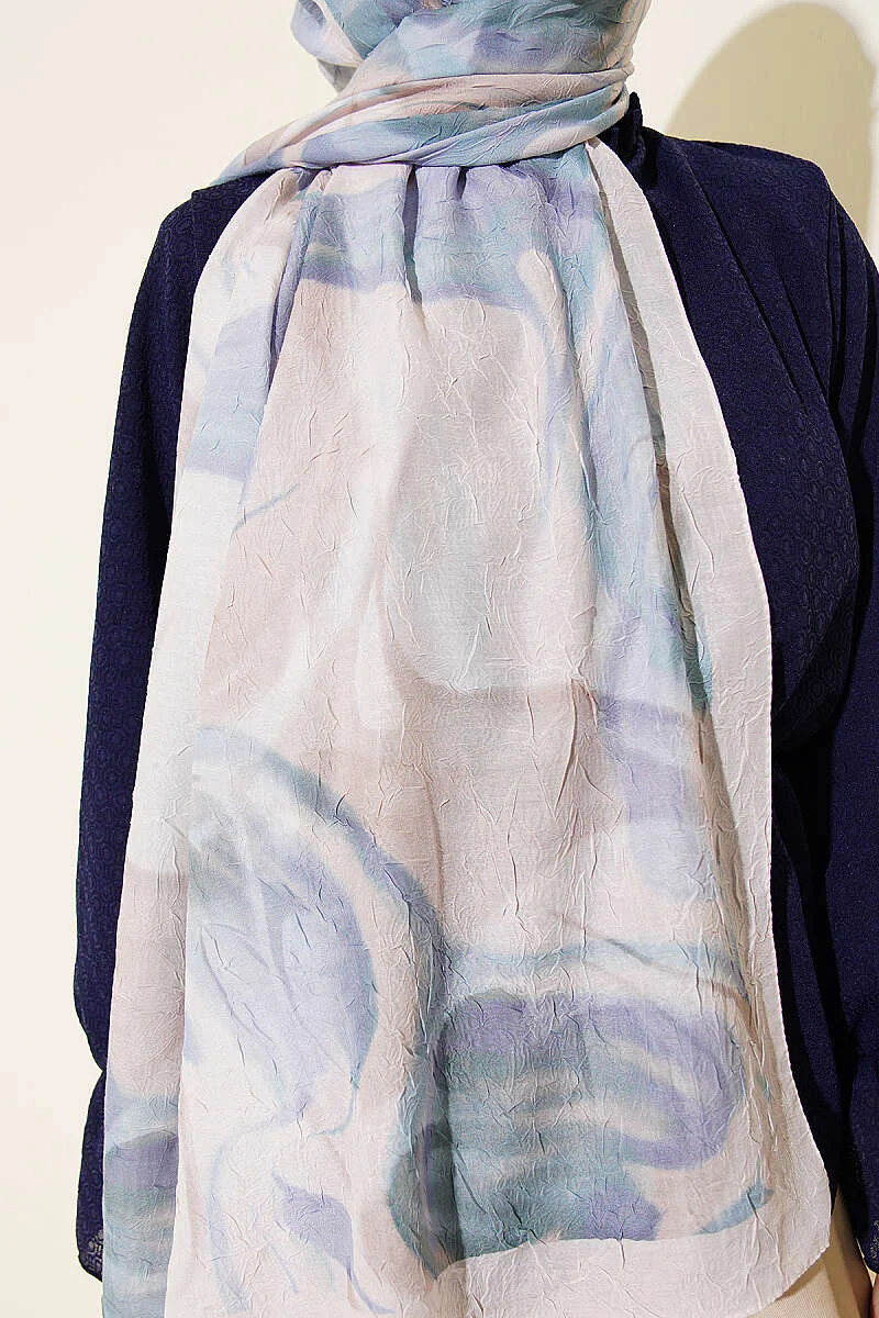 Abstract Leaf Pattern Bamboo Crinkle Shawl Stone - Imagen 4