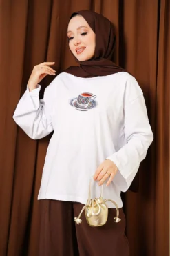 Turkish Coffee Printed Tunic White