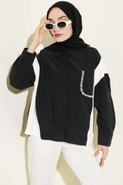 Stone Detailed Shirt Black