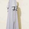 ⁦Stone Embellished Two-Piece Abaya Grey⁩ - الصورة ⁦3⁩