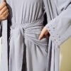 ⁦Stone Embellished Two-Piece Abaya Grey⁩ - الصورة ⁦4⁩