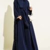 Stone Embellished Two-Piece Abaya Navy Blue