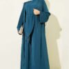 Stone Embellished Two-Piece Abaya Petrol
