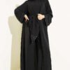 Stone Embellished Two-Piece Abaya Black