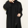 Stone Embellished Two-Piece Abaya Black - Image 2