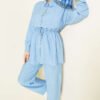 Stone-Embellished Tunic Set Blue