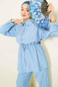 Alternative view of Stone-Embellished Tunic Set Blue