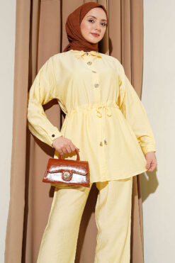 Alternative view of Stone-Embellished Tunic Set Yellow
