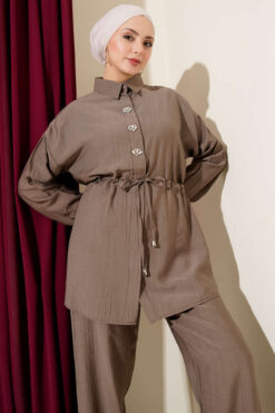 Alternative view of Stone-Embellished Tunic Set Mink