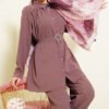 Stone Buckle Belted Two-Piece Set