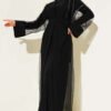 Tulle Pearl Detailed Abaya Black - Imagen 2