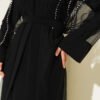 Tulle Pearl Detailed Abaya Black - Imagen 4