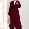 Long Cardigan Two-Piece Set Burgundy