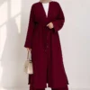 ⁦Long Cardigan Two-Piece Set Burgundy⁩ - الصورة ⁦2⁩