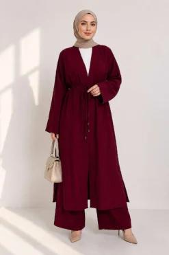 Alternative view of Long Cardigan Two-Piece Set Burgundy