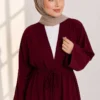 ⁦Long Cardigan Two-Piece Set Burgundy⁩ - الصورة ⁦3⁩