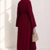 ⁦Long Cardigan Two-Piece Set Burgundy⁩ - الصورة ⁦4⁩