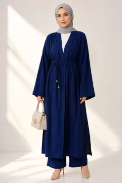 Alternative view of Long Cardigan Two-Piece Set Navy Blue