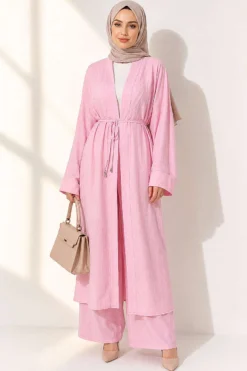 Alternative view of Long Cardigan Two-Piece Set Pink