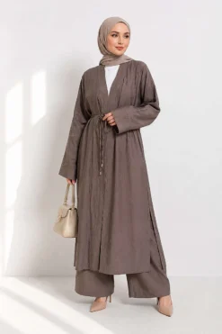 Alternative view of Long Cardigan Two-Piece Set Mink