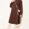 Long Model Classic Collar Tunic Brown