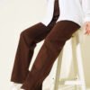 Wide Leg Denim Pants Brown