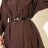 V Ribbed Half Brit Button Tunic Brown – Bild 4