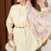 V Ribbed Half Brit Button Tunic Yellow