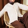 V-Neck Striped Tied Shirt Beige