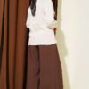 V-Neck Striped Tied Shirt Beige wholesale shirt view 3 - Hicabistan Turkey factory